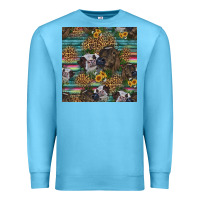 Ocean Blue western two cute heifers seamless pattern Premium Sweatshirt - HRA Design Shop