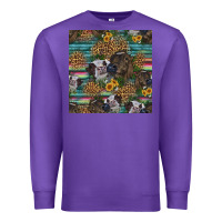Purple western two cute heifers seamless pattern Premium Sweatshirt - HRA Design Shop