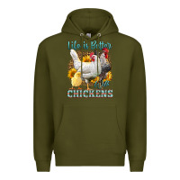Army Green Western Life Is Better With Chickens Premium Hoodie - LillyAllenDesigns