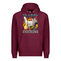 Burgundy Western Life Is Better With Chickens Premium Hoodie - LillyAllenDesigns