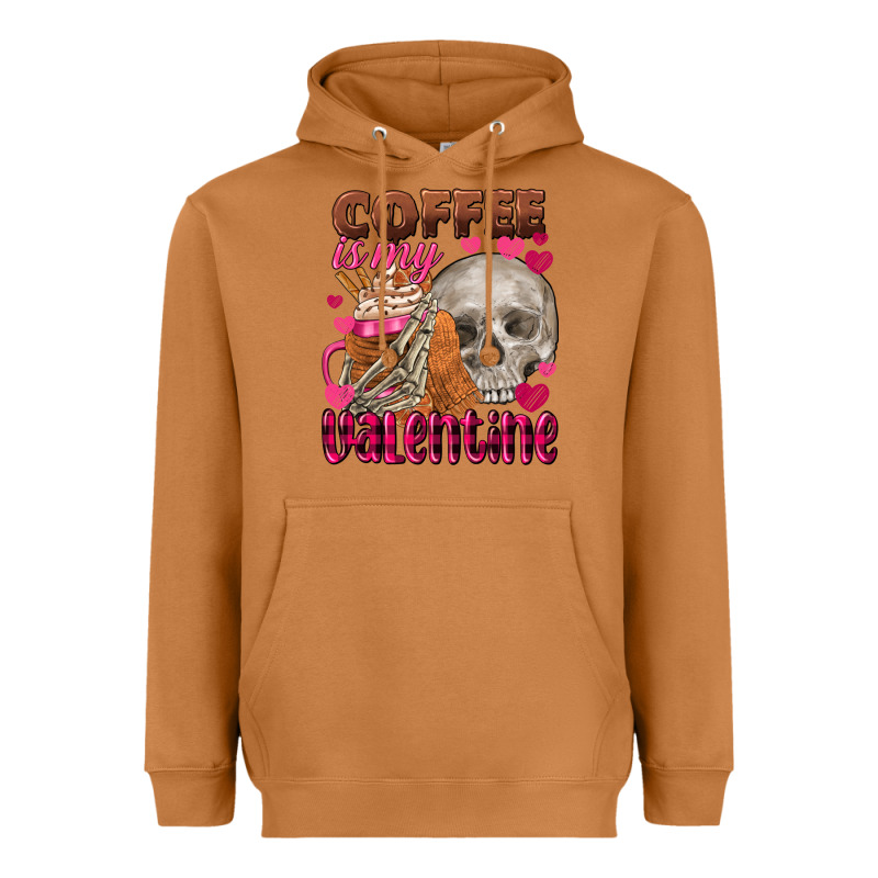 Coffee Is My Valentine Skull Heavyweight Hoodie by FaDigitalArtStudio | Teevron