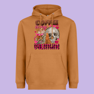 Coffee Is My Valentine Skull Heavyweight Hoodie Designed By Fadigitalartstudio