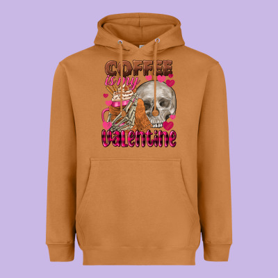 Coffee Is My Valentine Skull Heavyweight Hoodie Designed By Fadigitalartstudio
