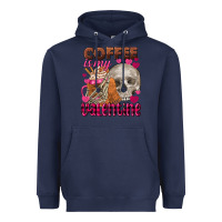 Navy coffee is my valentine skull Heavyweight Hoodie - FaDigitalArtStudio
