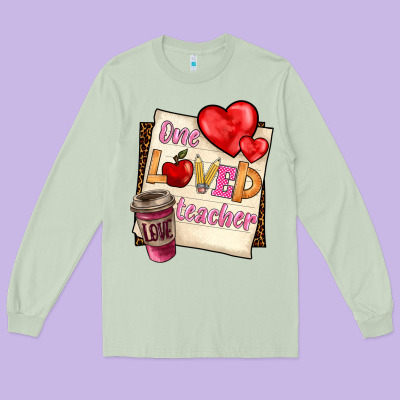 One Loved Teacher Long Sleeve Tee Designed By Barkaloodesign