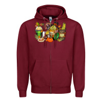 Burgundy thanksgiving coffee cups Zipper Hoodie - Zillion Design Studio