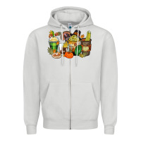 Dove Grey thanksgiving coffee cups Zipper Hoodie - Zillion Design Studio