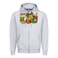 Heather Grey thanksgiving coffee cups Zipper Hoodie - Zillion Design Studio