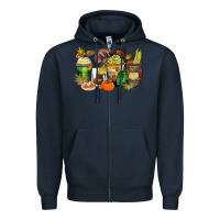Navy thanksgiving coffee cups Zipper Hoodie - Zillion Design Studio
