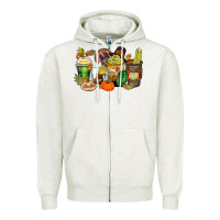 Oatmeal Heather thanksgiving coffee cups Zipper Hoodie - Zillion Design Studio