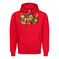 Red thanksgiving coffee cups Zipper Hoodie - Zillion Design Studio