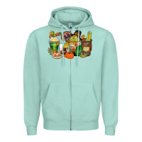 Seafoam thanksgiving coffee cups Zipper Hoodie - Zillion Design Studio