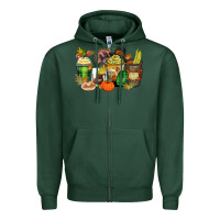 Sports Green thanksgiving coffee cups Zipper Hoodie - Zillion Design Studio