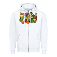 White thanksgiving coffee cups Zipper Hoodie - Zillion Design Studio