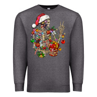 Charcoal Heather Christmas lights and skeleton Premium Sweatshirt - FaDigitalArtStudio