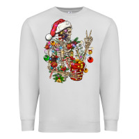 Dove Grey Christmas lights and skeleton Premium Sweatshirt - FaDigitalArtStudio