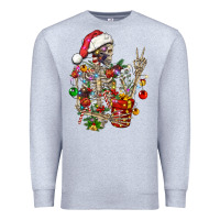 Heather Grey Christmas lights and skeleton Premium Sweatshirt - FaDigitalArtStudio