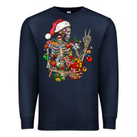 Navy Christmas lights and skeleton Premium Sweatshirt - FaDigitalArtStudio