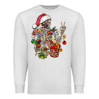 Oatmeal Heather Christmas lights and skeleton Premium Sweatshirt - FaDigitalArtStudio