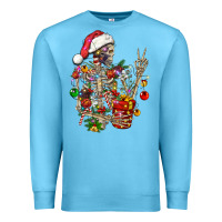 Ocean Blue Christmas lights and skeleton Premium Sweatshirt - FaDigitalArtStudio