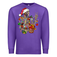 Purple Christmas lights and skeleton Premium Sweatshirt - FaDigitalArtStudio