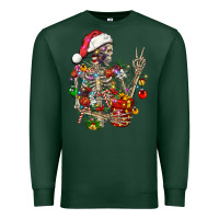 Sports Green Christmas lights and skeleton Premium Sweatshirt - FaDigitalArtStudio