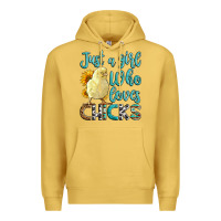 Antique Gold Western Just A Girl Who loves Chicks Premium Hoodie - LillyAllenDesigns