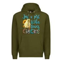 Army Green Western Just A Girl Who loves Chicks Premium Hoodie - LillyAllenDesigns