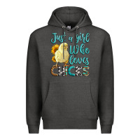 Charcoal Heather Western Just A Girl Who loves Chicks Premium Hoodie - LillyAllenDesigns