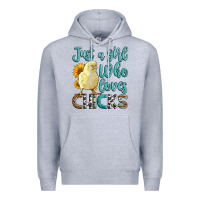 Heather Grey Western Just A Girl Who loves Chicks Premium Hoodie - LillyAllenDesigns