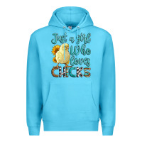 Ocean Blue Western Just A Girl Who loves Chicks Premium Hoodie - LillyAllenDesigns