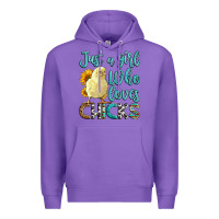 Purple Western Just A Girl Who loves Chicks Premium Hoodie - LillyAllenDesigns