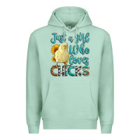 Seafoam Western Just A Girl Who loves Chicks Premium Hoodie - LillyAllenDesigns