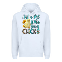 White Western Just A Girl Who loves Chicks Premium Hoodie - LillyAllenDesigns