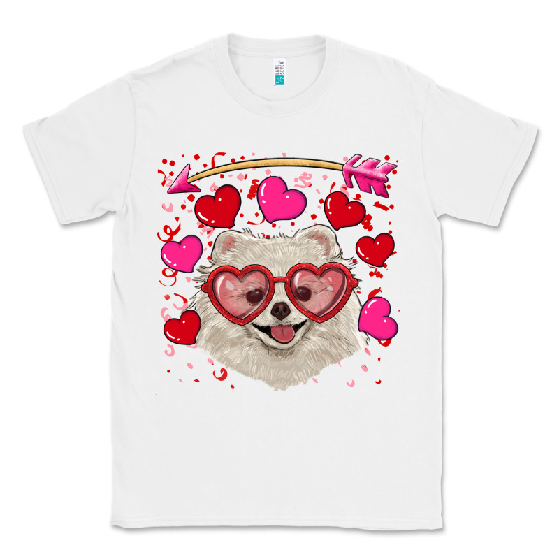 Valentine's Day White Pomeranian Classic Tee by RanaPortraitStore | Teevron