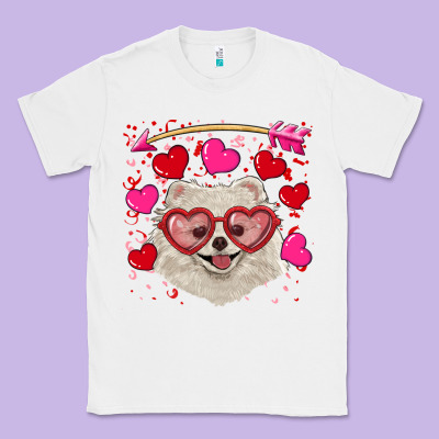 Classic Tee Valentine's day white pomeranian