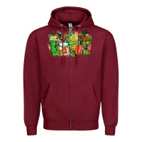 Burgundy t rex coffee cups Zipper Hoodie - Zillion Design Studio