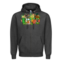 Charcoal Heather t rex coffee cups Zipper Hoodie - Zillion Design Studio