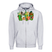 Heather Grey t rex coffee cups Zipper Hoodie - Zillion Design Studio