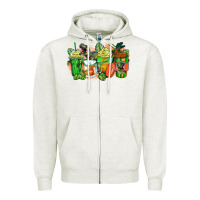 Oatmeal Heather t rex coffee cups Zipper Hoodie - Zillion Design Studio