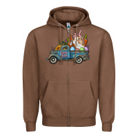 Chestnut Happy Easter Truck with Bunny Eggs And Carrot Zipper Hoodie - RanaPortraitStore