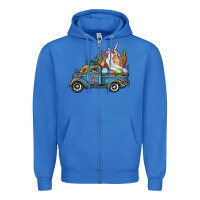 True Royal Happy Easter Truck with Bunny Eggs And Carrot Zipper Hoodie - RanaPortraitStore