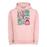 Pigment Salmon can't talk right now doing medical assistant stuff Urban Hoodie - MaliasSmallBusiness