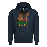 Navy living free ish since 1865 with afro black woman a Zipper Hoodie - texasbilliewilder
