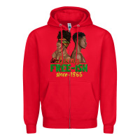 Red living free ish since 1865 with afro black woman a Zipper Hoodie - texasbilliewilder