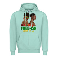 Seafoam living free ish since 1865 with afro black woman a Zipper Hoodie - texasbilliewilder