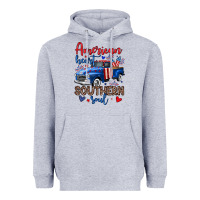 Heather Grey American heart southern soul truck Heavyweight Hoodie - Neo Western