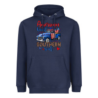 Navy American heart southern soul truck Heavyweight Hoodie - Neo Western