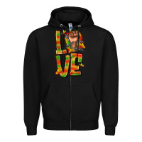 Black love juneteenth with fist Zipper Hoodie - texasbilliewilder