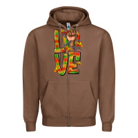 Chestnut love juneteenth with fist Zipper Hoodie - texasbilliewilder